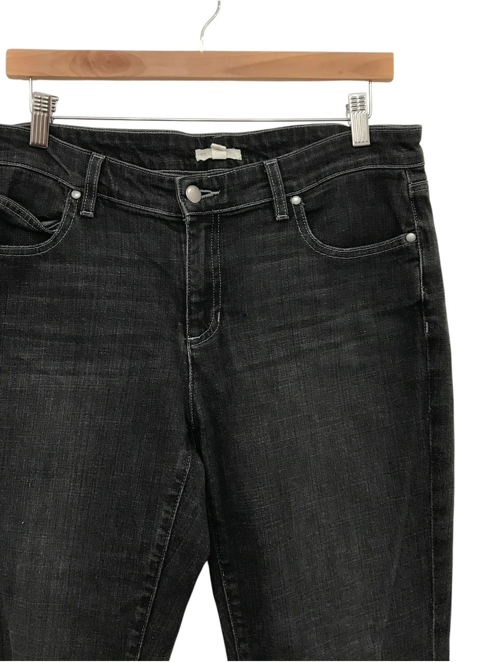 Eileen Fisher Black Denim Jeans Pants Womens Size 8 Organic Cotton USA - Picture 2 of 6
